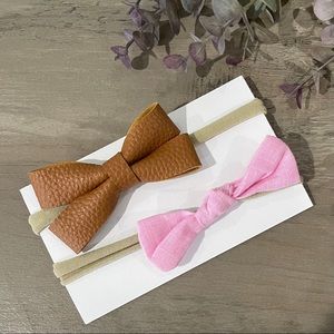 3/$20 🔷 Brown & Pink Baby Girls Bow Headbands
